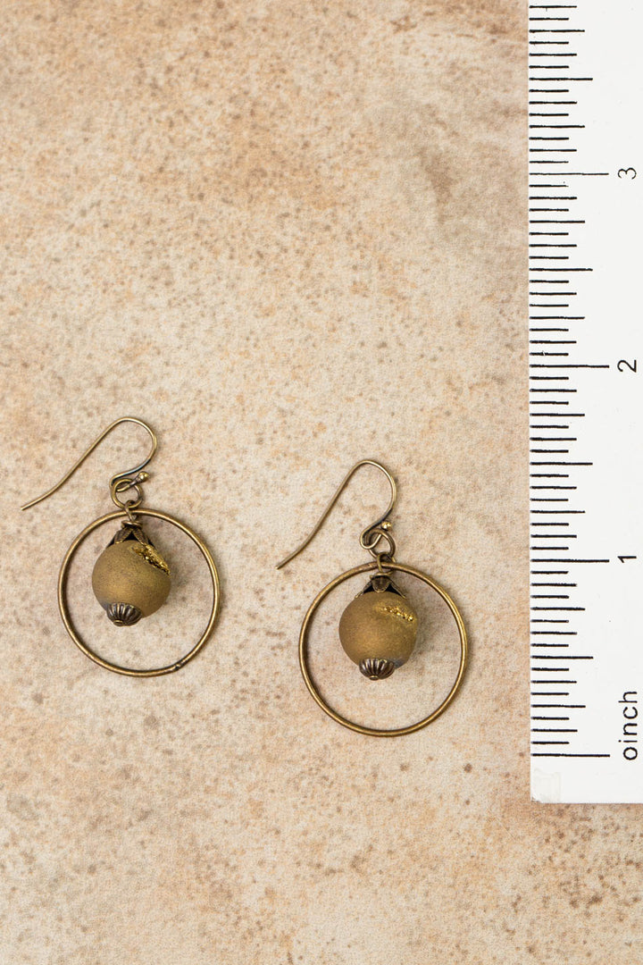 Espresso Gold Druzy Geode Hoop Earrings