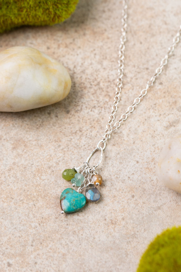 Earthy Girl 16-18" Labradorite, Turquoise, Roman Glass Cluster Necklace