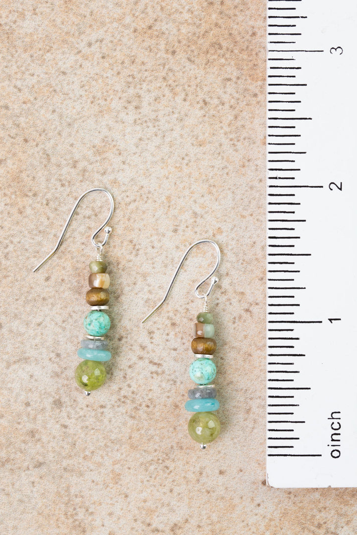 Earthy Girl Labradorite, Turquoise, Gossular Garnet Simple Earrings