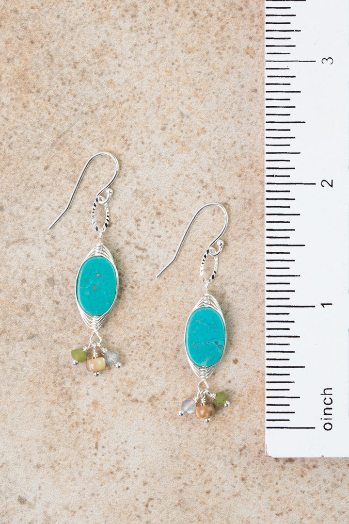 Earthy Girl Labradorite, Turquoise, Abalone Herringbone Earrings