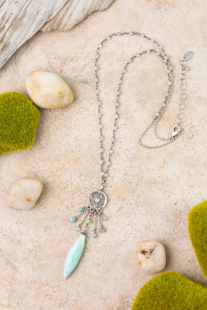 Earthy Girl 21-23" Labradorite, Amazonite, Apatite Statement Necklaces