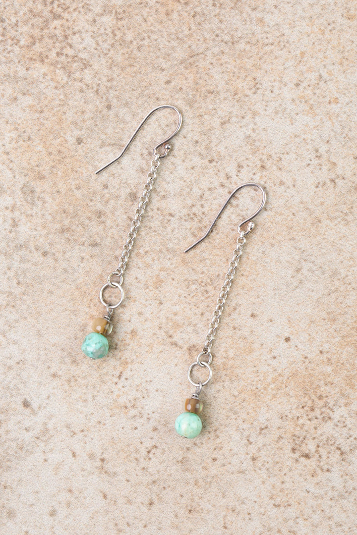 Earthy Girl Abalone, Turquoise Dangle Earrings