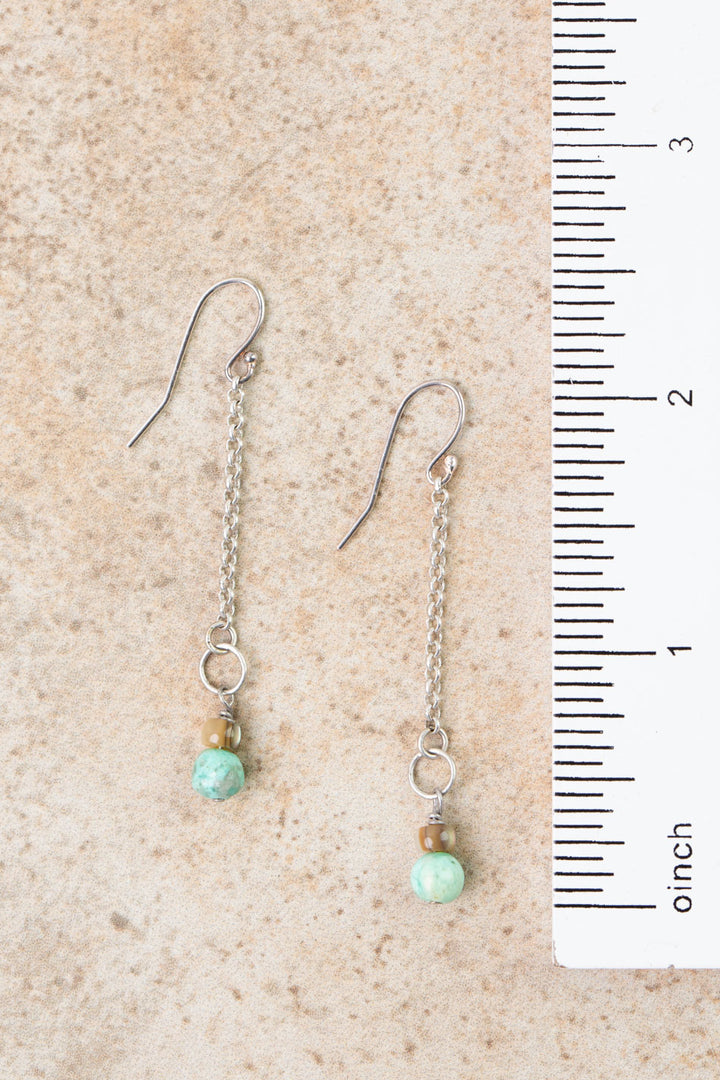 Earthy Girl Abalone, Turquoise Dangle Earrings
