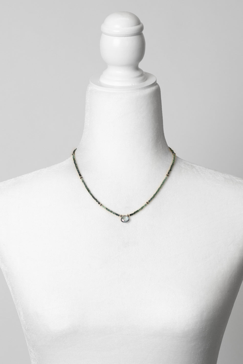 Eclipse 17-19" Grandiderite With Faceted Blue Quartz Briolette Simple Necklace