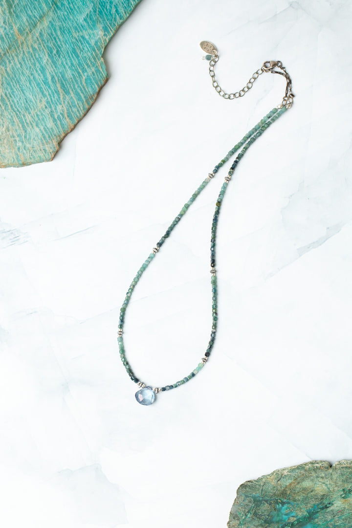 Eclipse 17-19" Grandiderite With Faceted Blue Quartz Briolette Simple Necklace