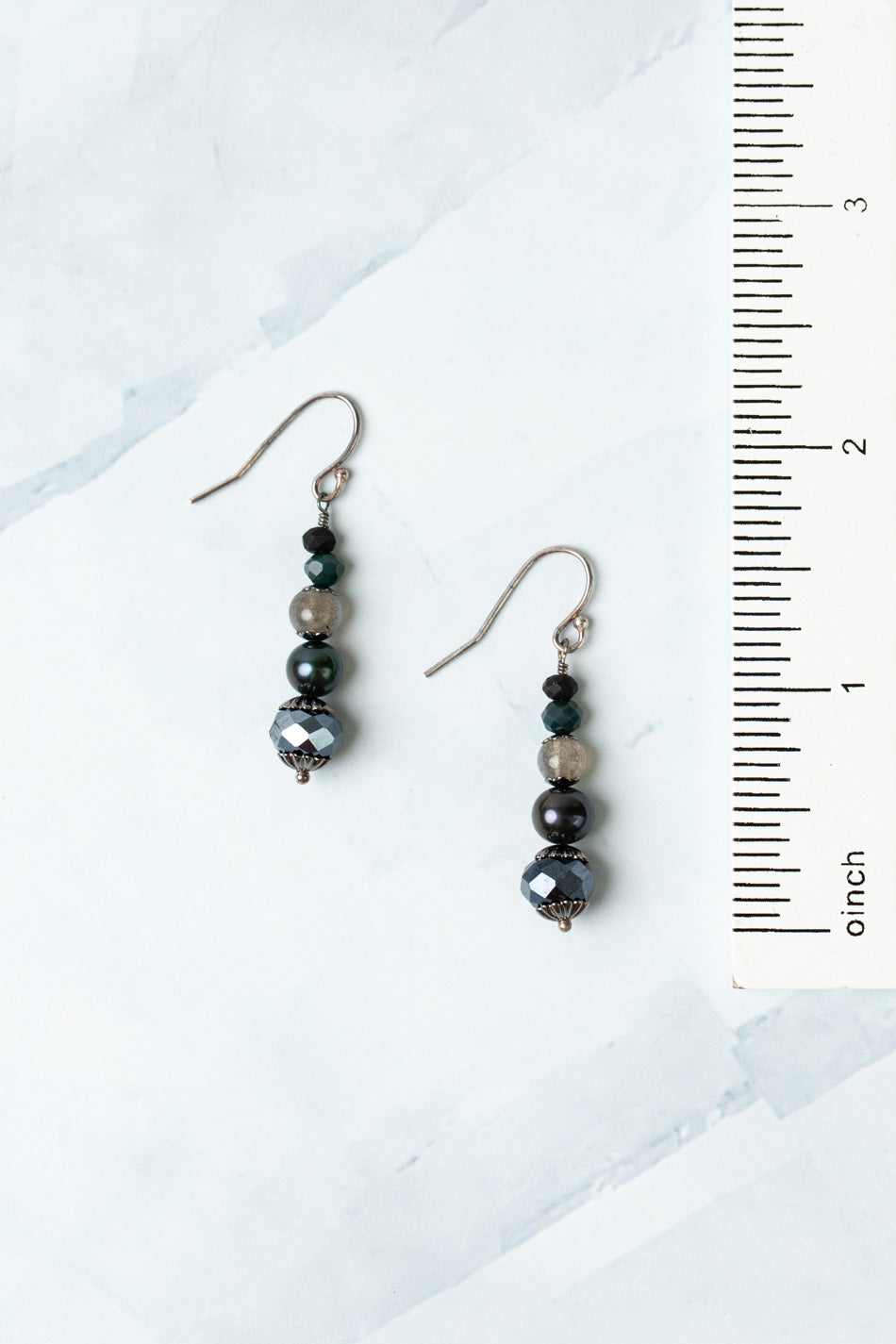 Eclipse Crystal, Freshwater Pearl Simple Earrings