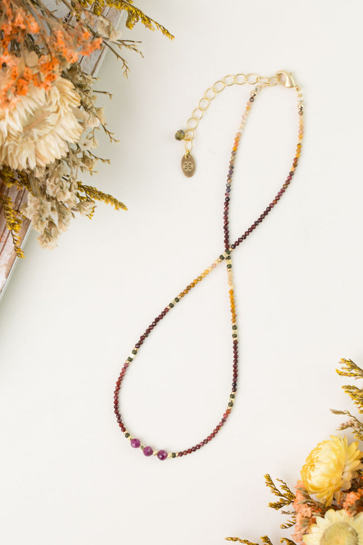 Ember 15-17" Ruby, Mookaite Simple Necklace