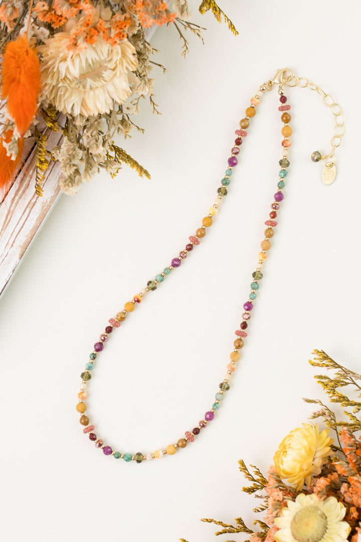 Ember 16-18" Ruby, Jasper, Czech Glass Simple Necklace