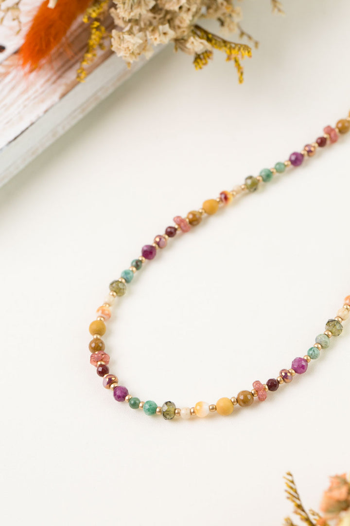 Ember 16-18" Ruby, Jasper, Czech Glass Simple Necklace