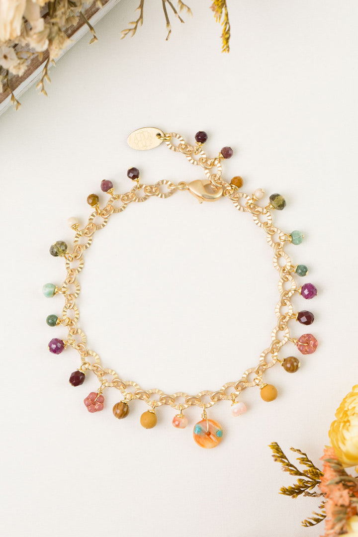 Ember 7.5-8.5" Ruby, Mookaite, Spiny Oyster Simple Bracelet