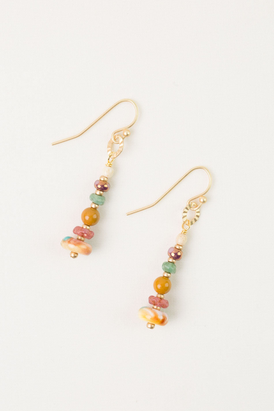 Ember Mookaite, Spiny Oyster, Czech Glass Simple Earrings