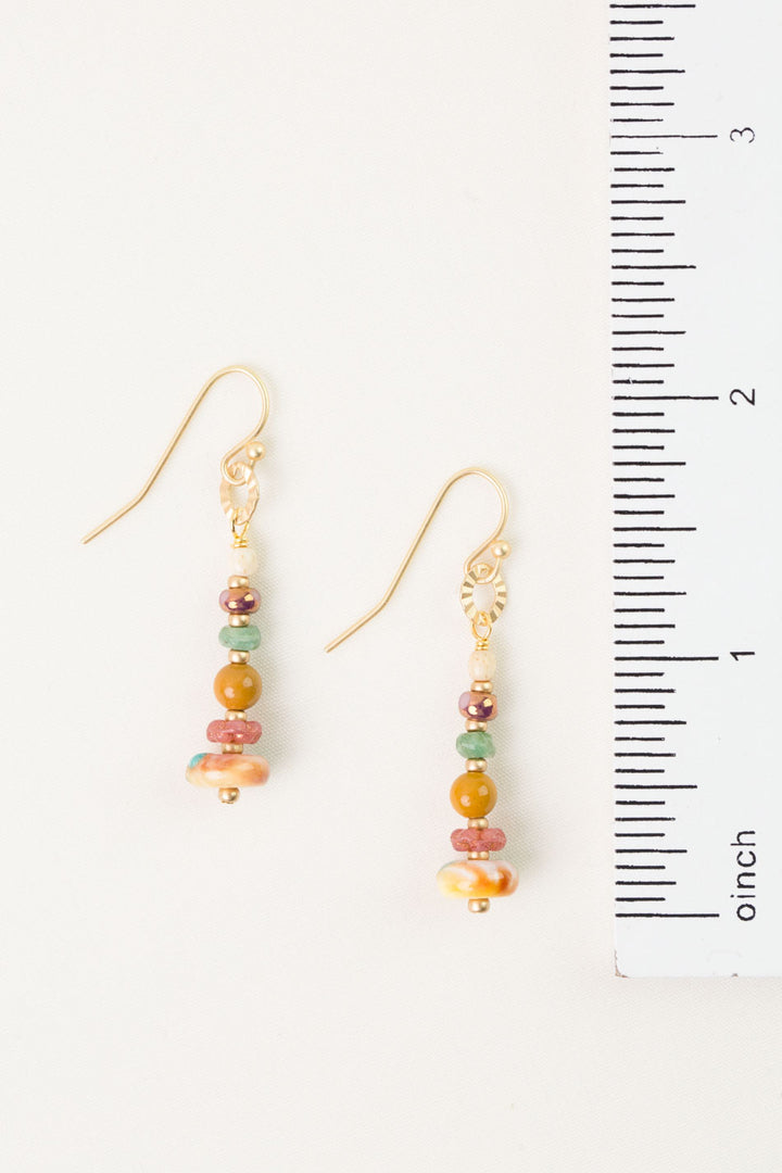 Ember Mookaite, Spiny Oyster, Czech Glass Simple Earrings