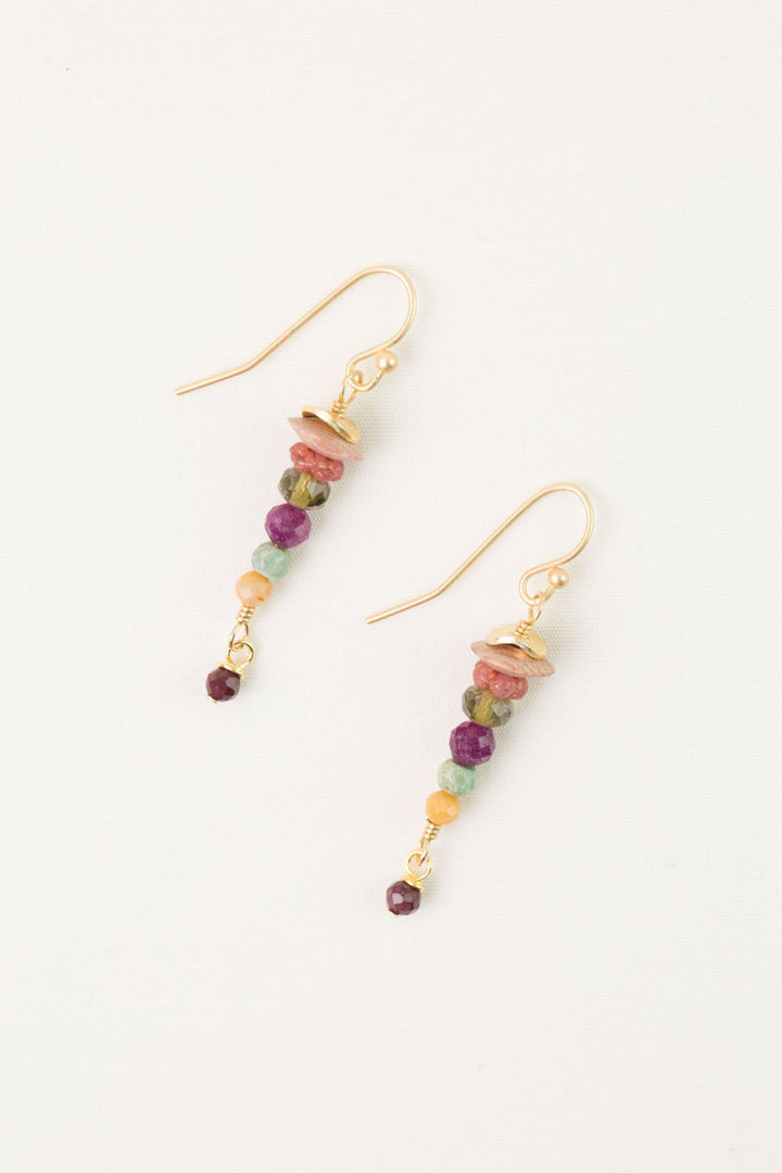 Ember Mookaite, Wood, Ruby Dangle Earrings