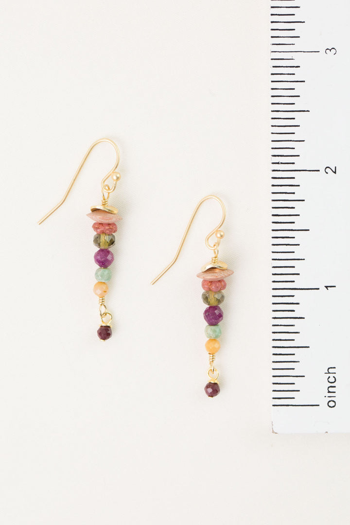 Ember Mookaite, Wood, Ruby Dangle Earrings