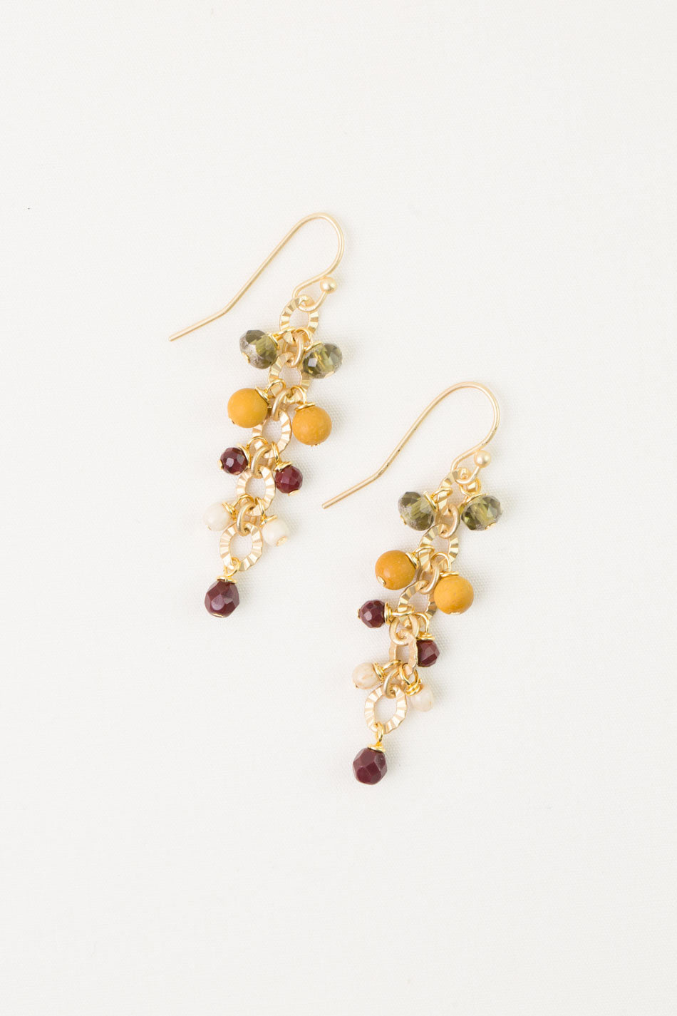 Ember Czech Glass, Mookaite Cluster Earrings