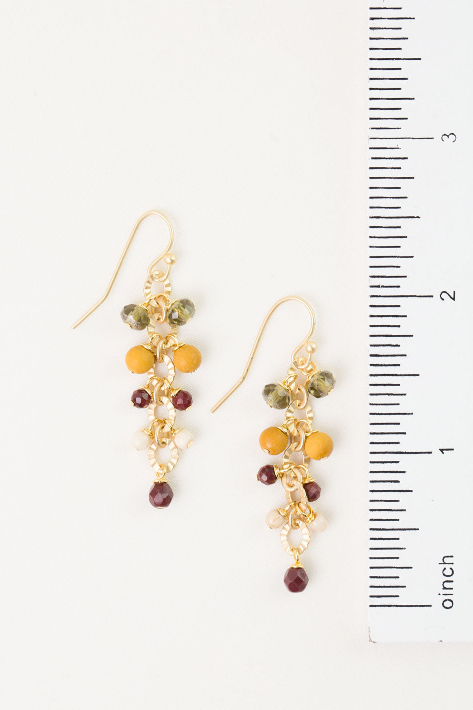 Ember Czech Glass, Mookaite Cluster Earrings