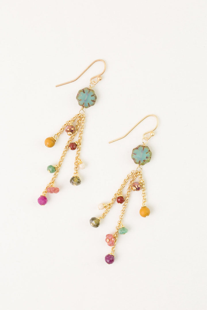 Ember Ruby, Mookaite, Czech Glass Statement Earrings