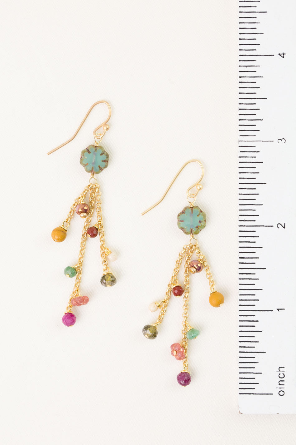Ember Ruby, Mookaite, Czech Glass Statement Earrings