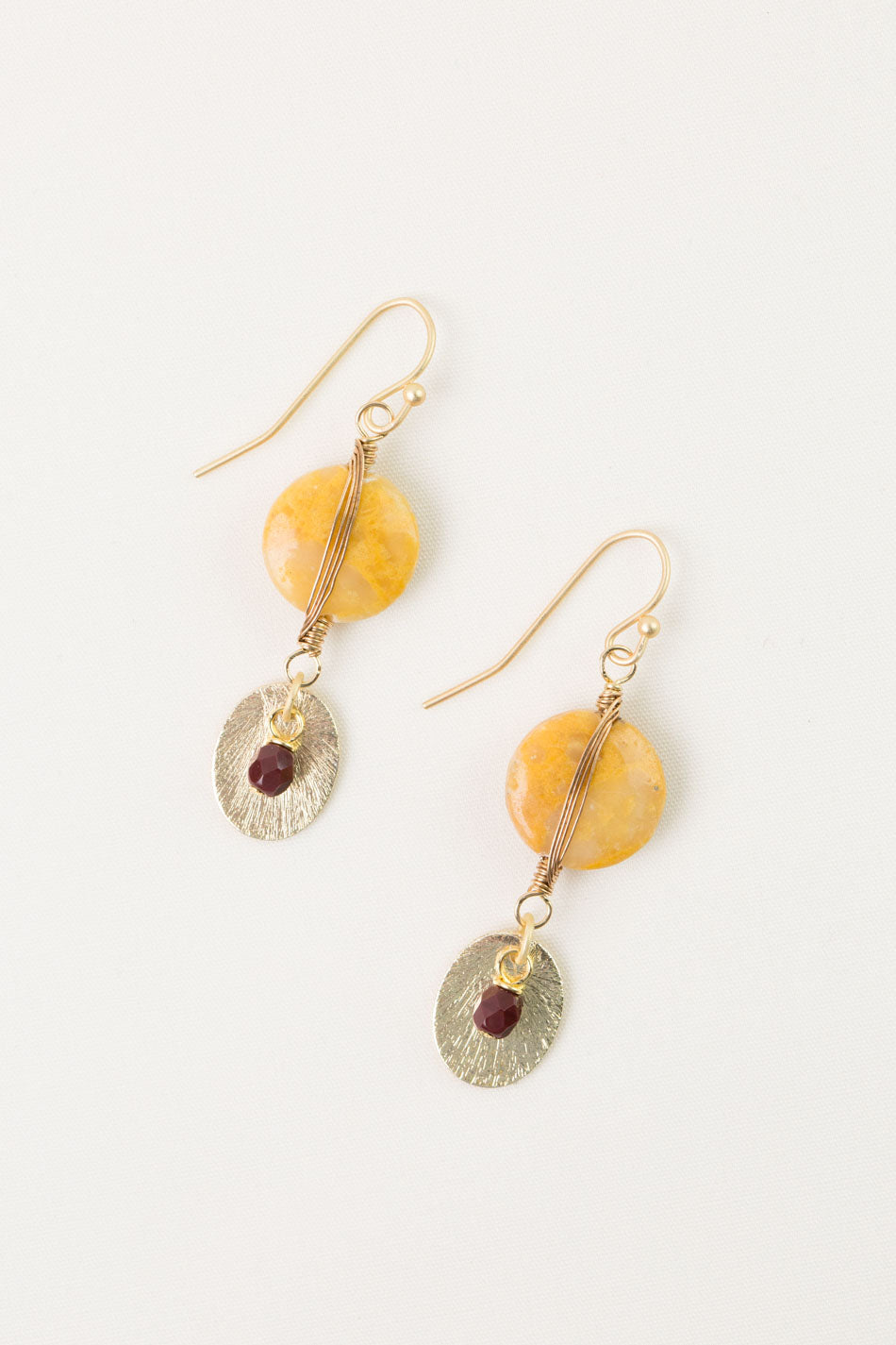 Ember Czech Glass, Jasper Herringbone Earrings