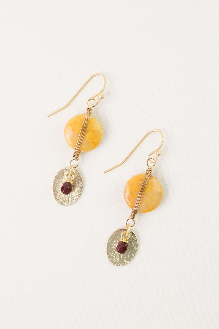 Ember Czech Glass, Jasper Herringbone Earrings