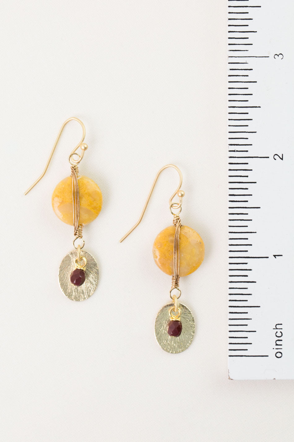 Ember Czech Glass, Jasper Herringbone Earrings