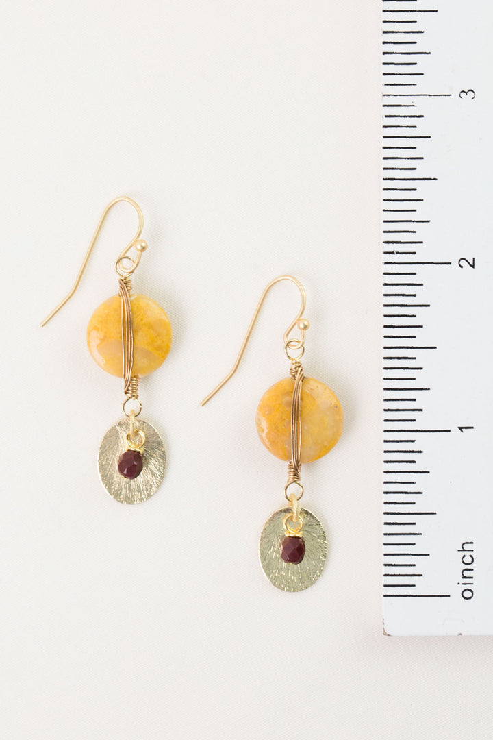Ember Czech Glass, Jasper Herringbone Earrings