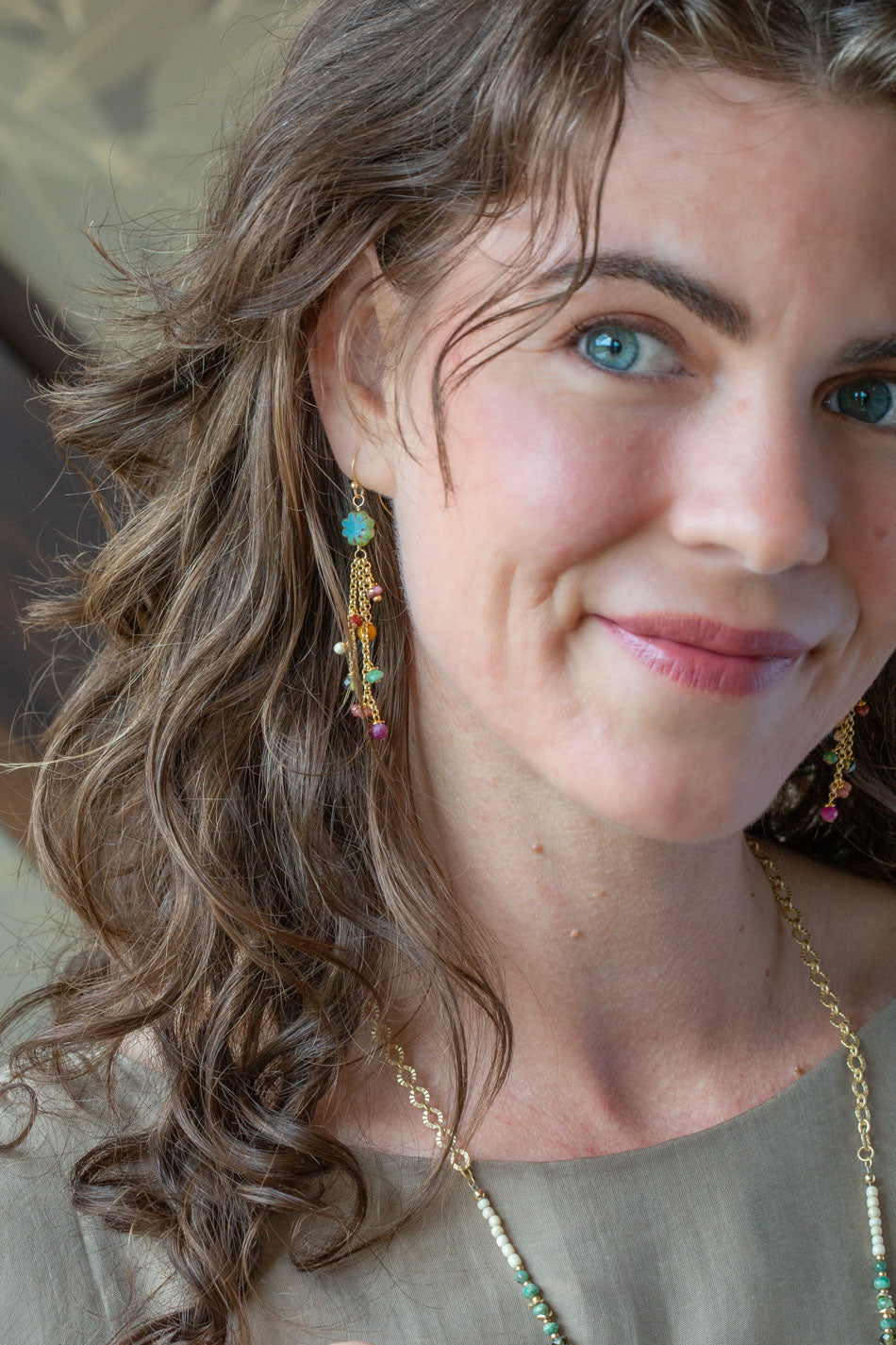 Ember Ruby, Mookaite, Czech Glass Statement Earrings