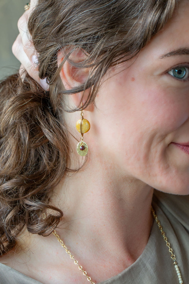 Ember Czech Glass, Jasper Herringbone Earrings