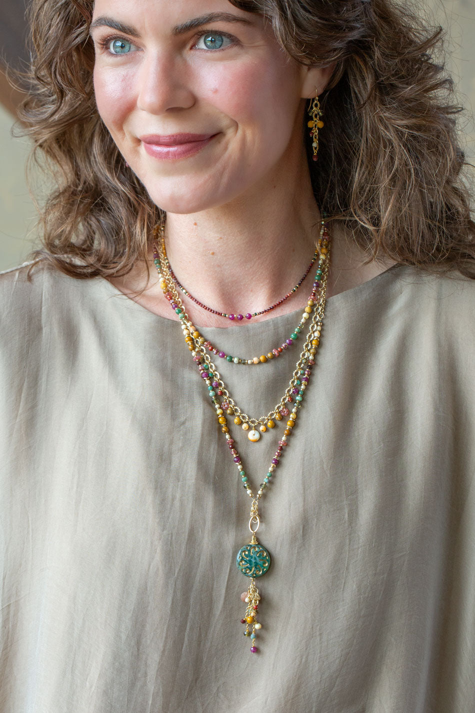 Ember 15-17" Ruby, Mookaite Simple Necklace