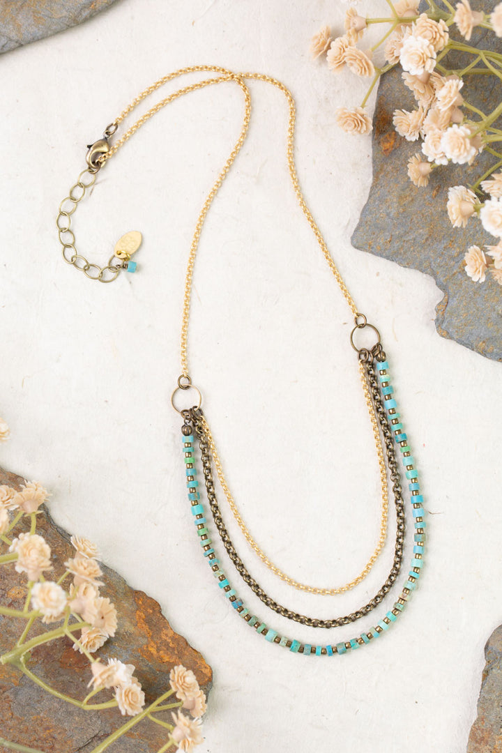 Enlighten 18.5-20.5" Turquoise Chips Multistrand Necklace