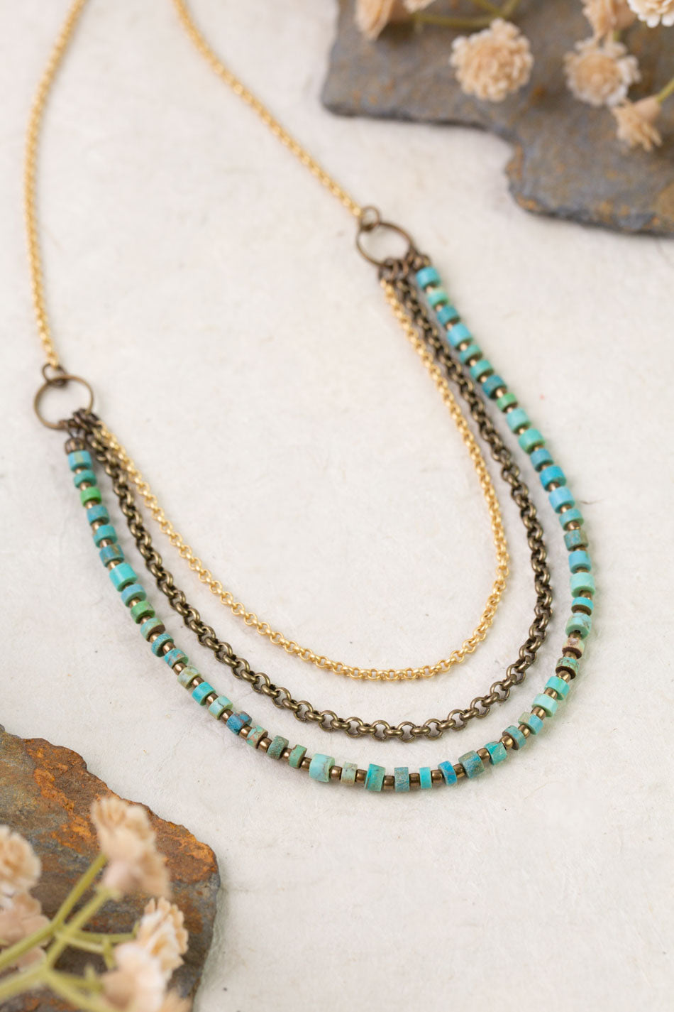 Enlighten 18.5-20.5" Turquoise Chips Multistrand Necklace