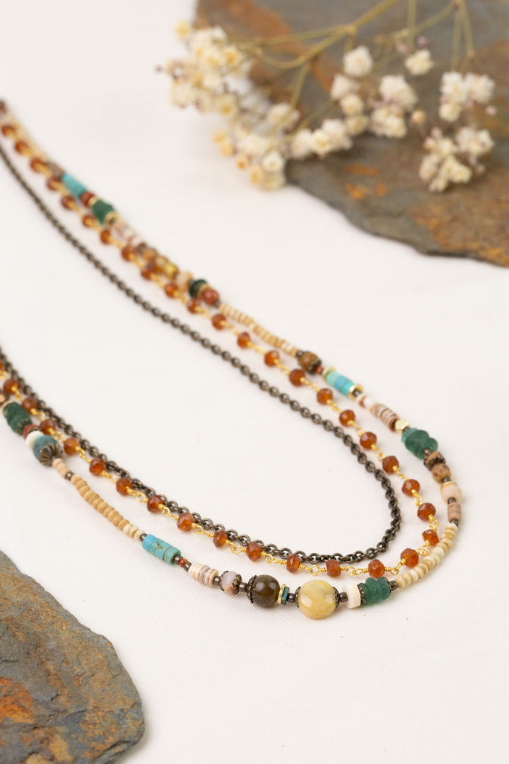 Enlighten 19.25-21.25" Hessonite Garnet Multistrand Necklace
