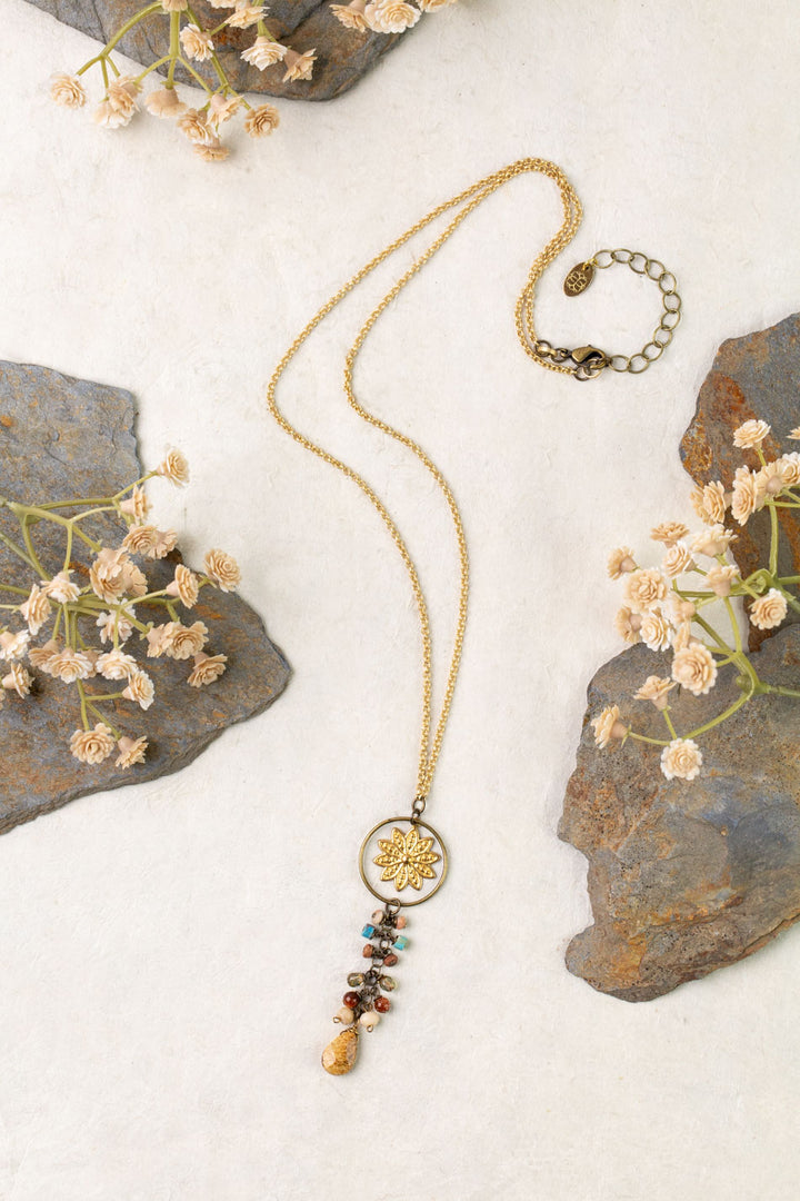 Enlighten 23-25" Czech Glass Flower Tassel Necklace