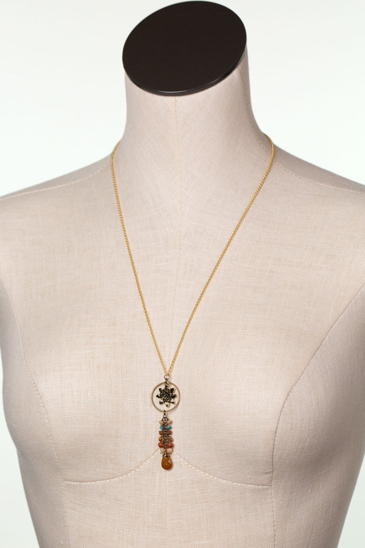 Enlighten 23-25" Czech Glass Flower Tassel Necklace