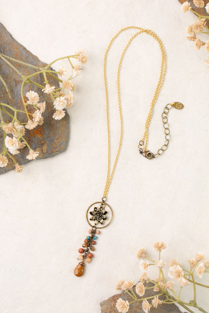 Enlighten 23-25" Czech Glass Flower Tassel Necklace