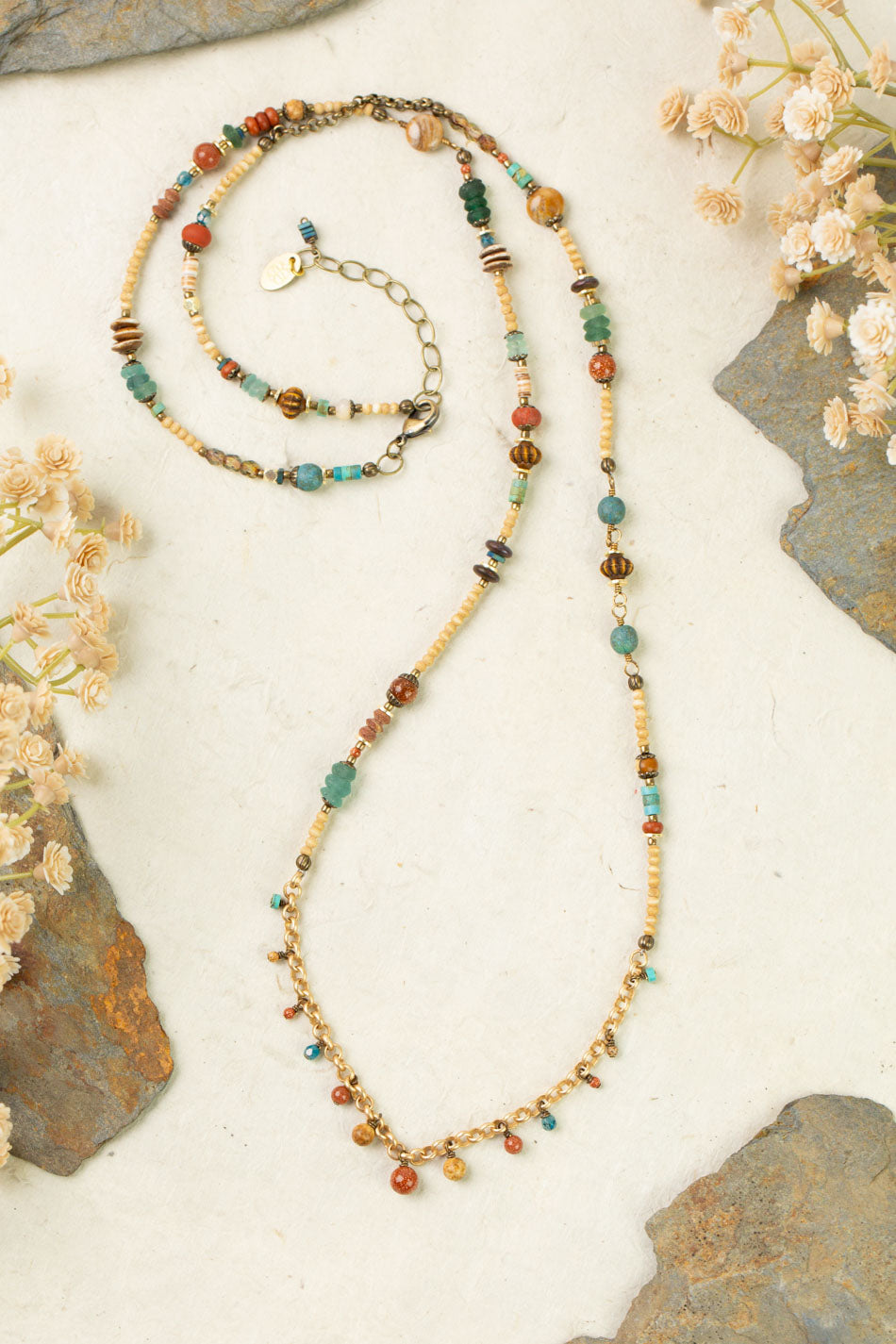 Enlighten 32.5-34.5" Czech Glass, Sea Glass Collage Necklace