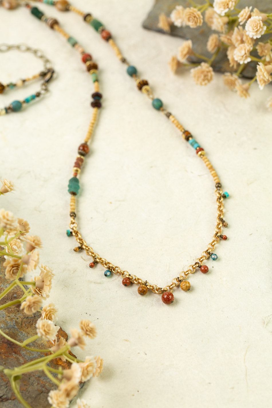 Enlighten 32.5-34.5" Czech Glass, Sea Glass Collage Necklace