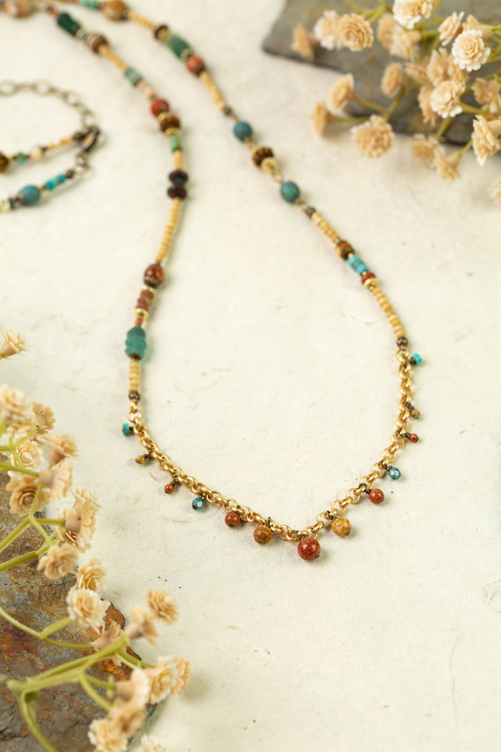 Enlighten 32.5-34.5" Czech Glass, Sea Glass Collage Necklace
