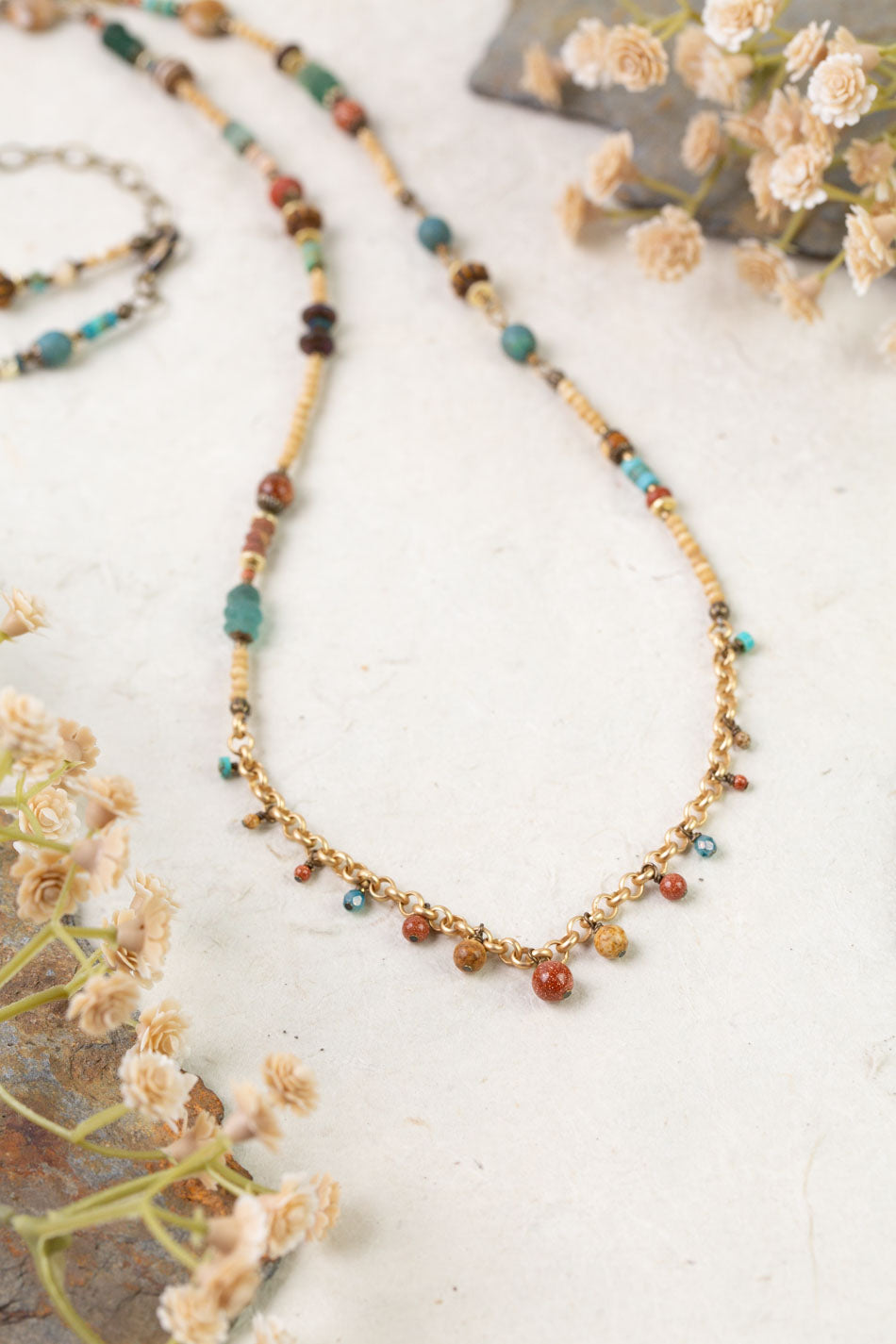 Enlighten 32.5-34.5" Czech Glass, Sea Glass Collage Necklace