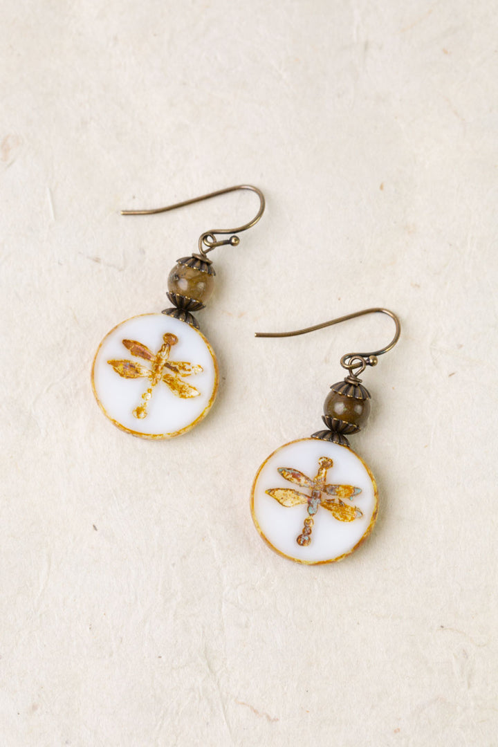 Enlighten Czech Glass Dragonfly Simple Earrings