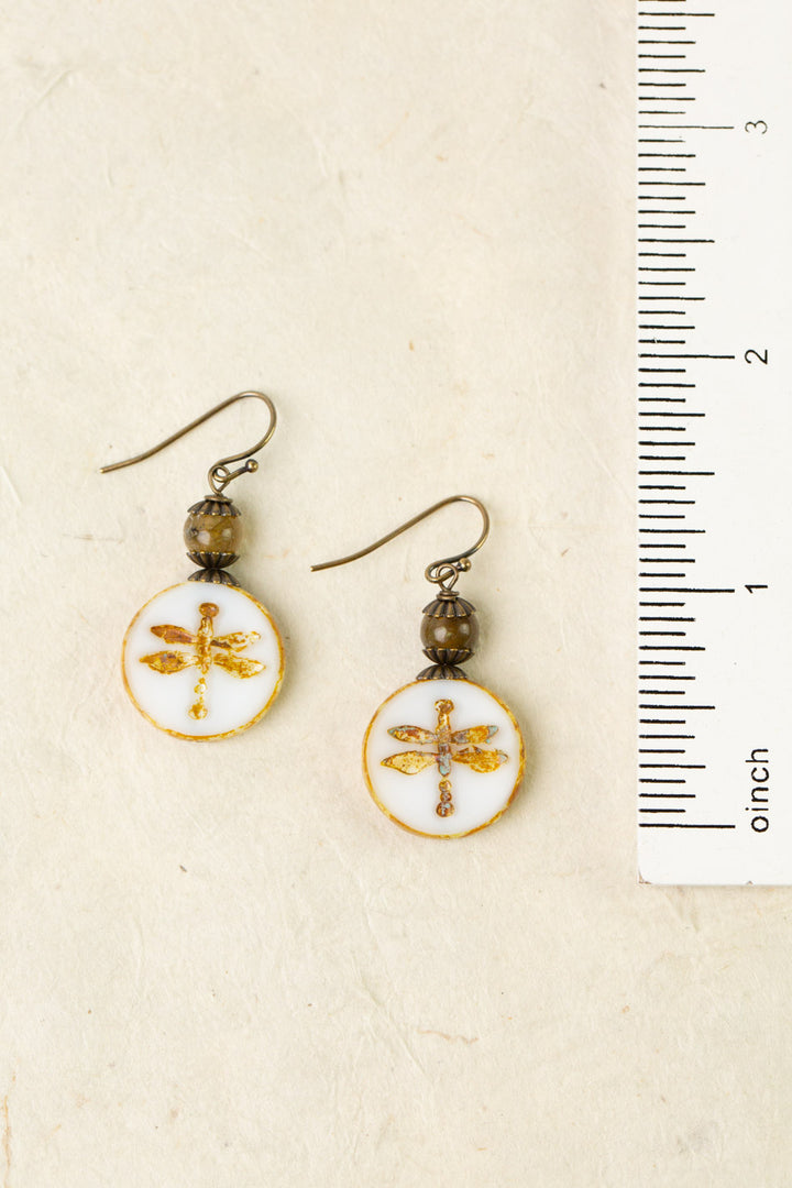 Enlighten Czech Glass Dragonfly Simple Earrings