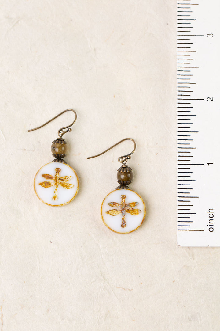 Enlighten Czech Glass Dragonfly Simple Earrings