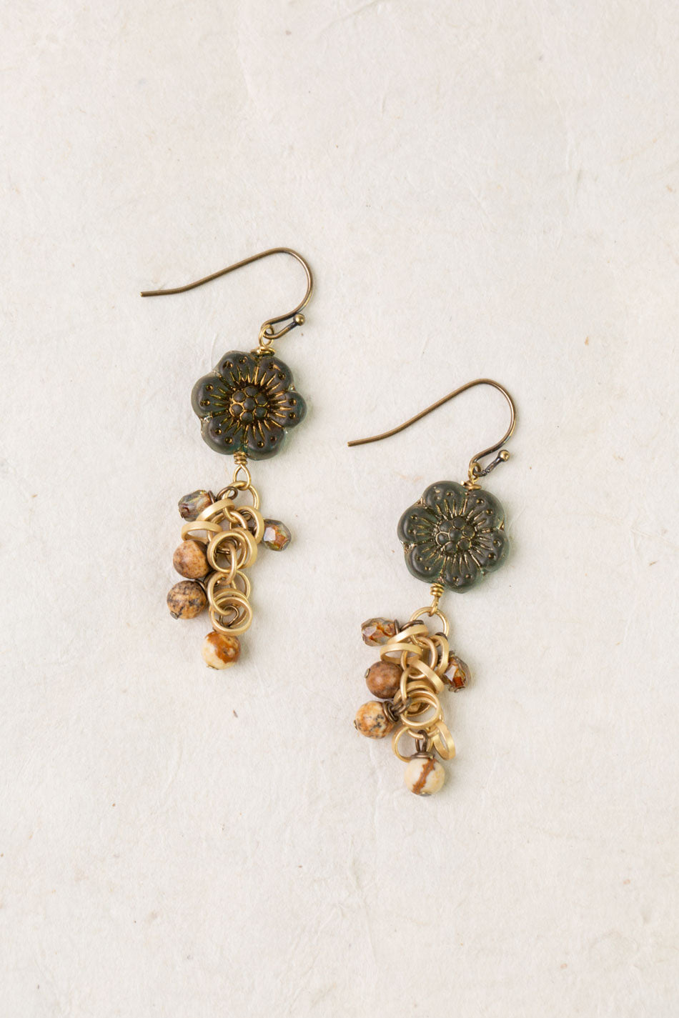 Enlighten Czech Glass Flower Dangle Earrings