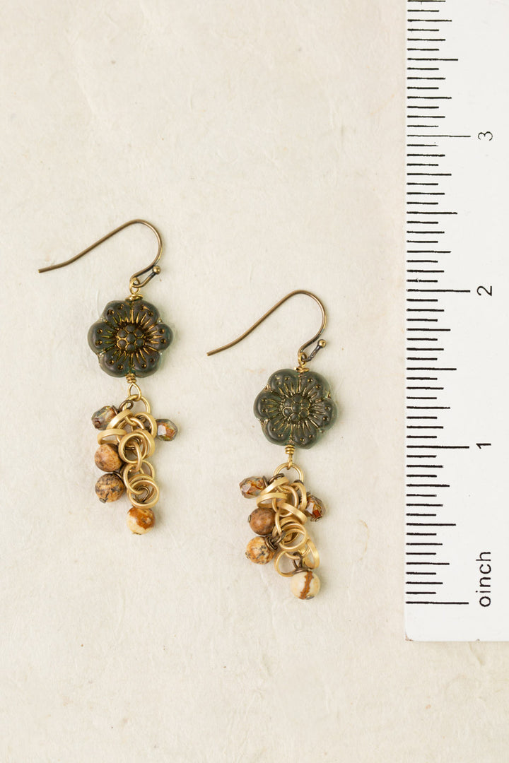 Enlighten Czech Glass Flower Dangle Earrings