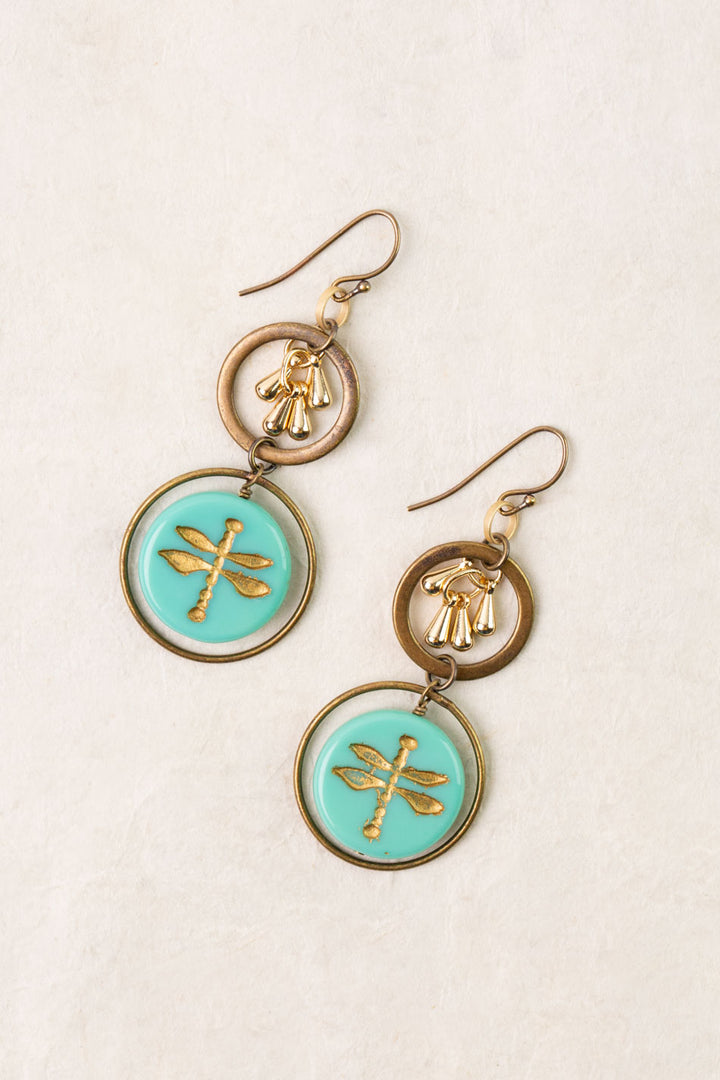 Enlighten Czech Glass Dragonfly Dangle Earrings