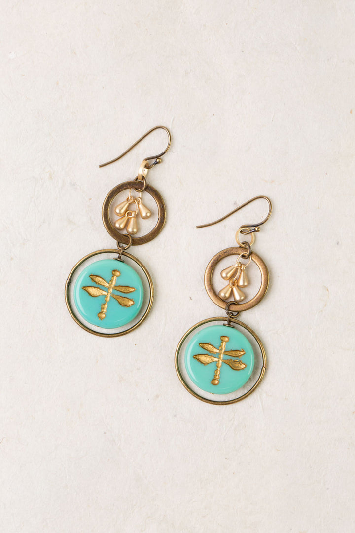 Enlighten Czech Glass Dragonfly Dangle Earrings