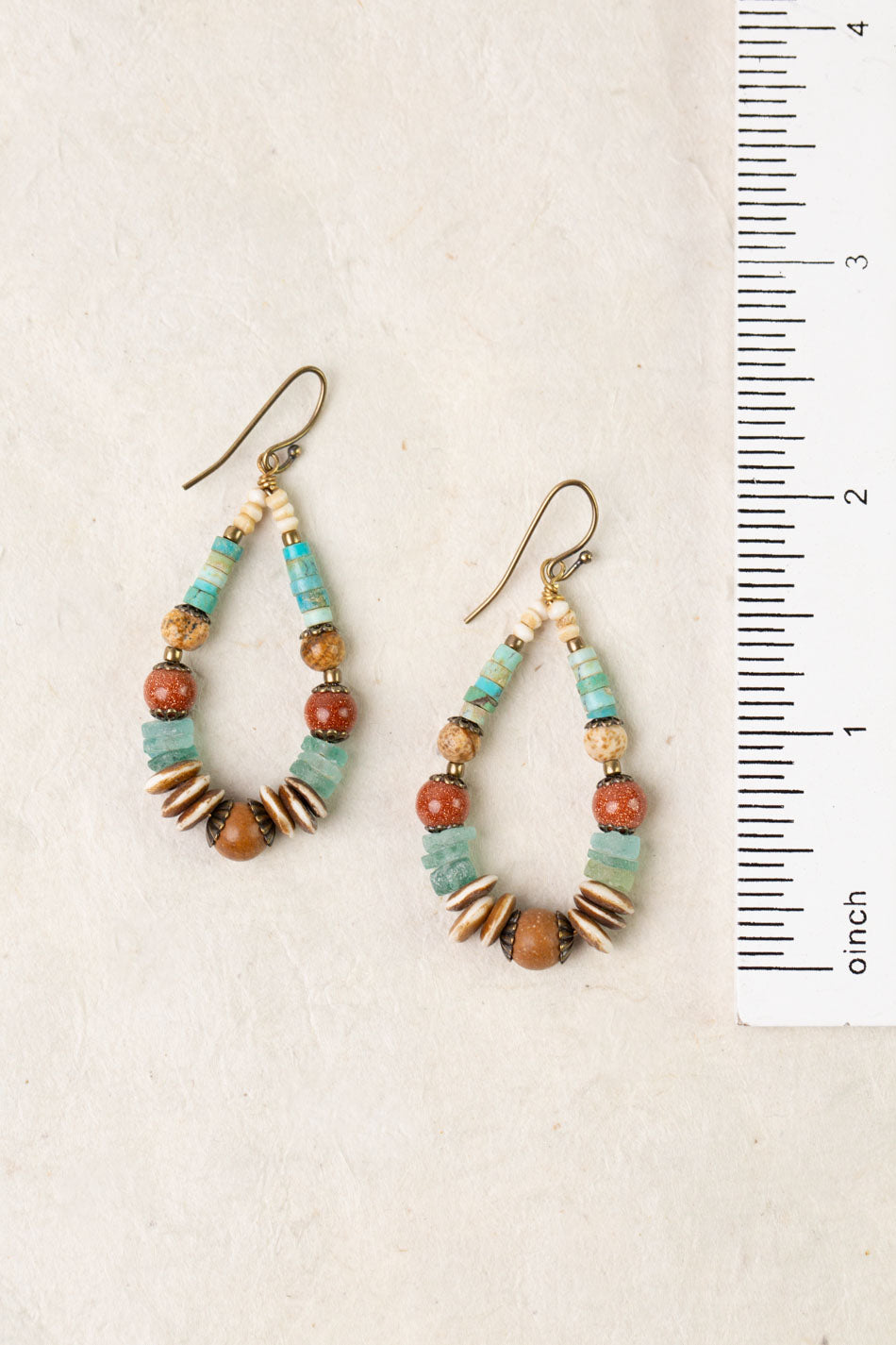 Enlighten Czech Glass, Sea Glass, Turquoise Chips Statement Earrings