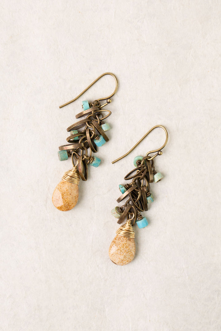Enlighten Jasper, Turquoise Dangle Earrings