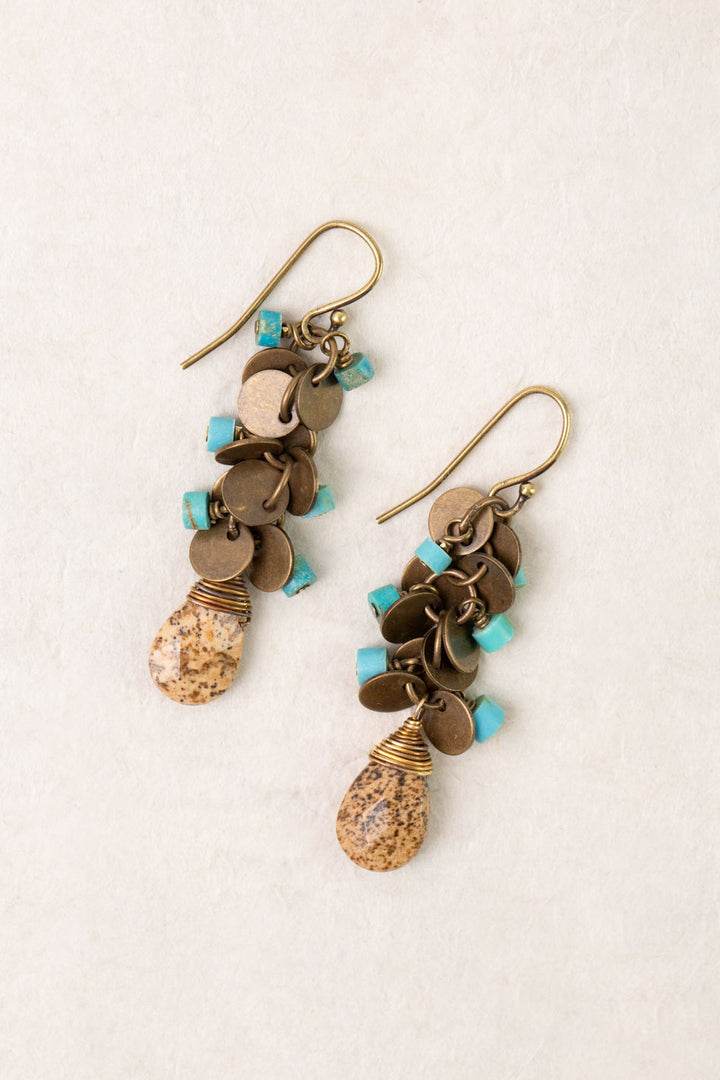 Enlighten Jasper, Turquoise Dangle Earrings