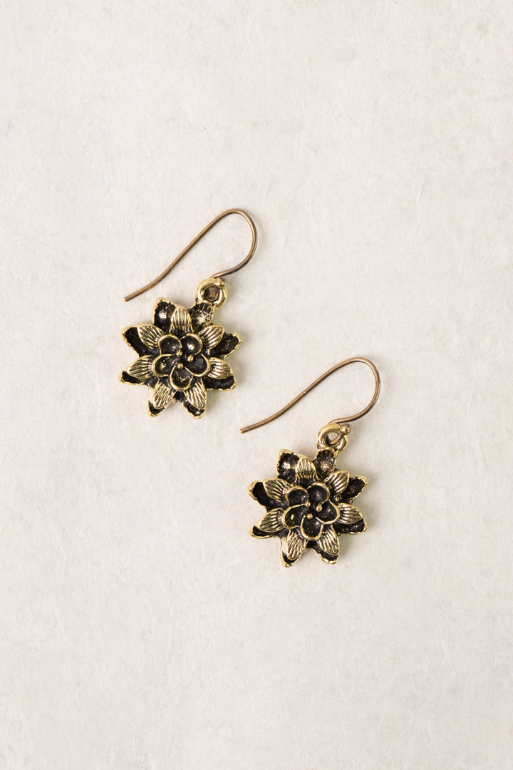 Enlighten Brass Flower Simple Earrings